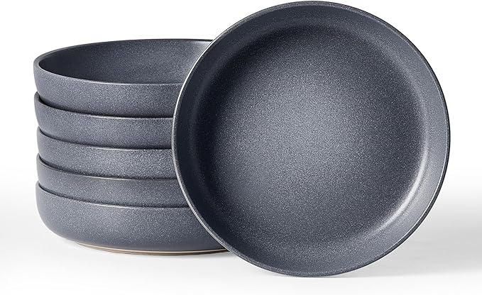 famiware Milkyway 33 oz Pasta Bowls Set of 4, Dark Gray