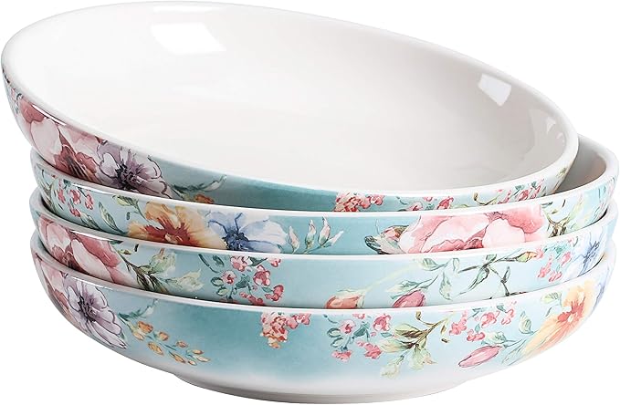 Bico Havana Pasta Bowls, 35oz Salad Bowl Set of 4, Large Ceramic Serving Dinner Bowls for Soup and Cereal, Microwave and Dishwasher Safe, Gift for Housewarming and Thanksgiving