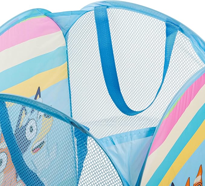 Bluey Pop Up Hamper - Bluey and Bingo Mesh Laundry Basket/Bag with Durable Handles - Storage for Clothes and Toys