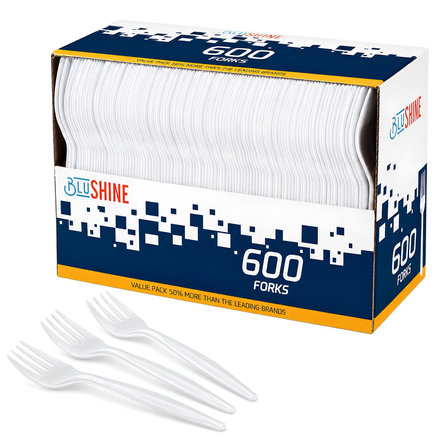 BluShine 600 Pack White Plastic Forks | Forks Disposable, Bulk Cutlery