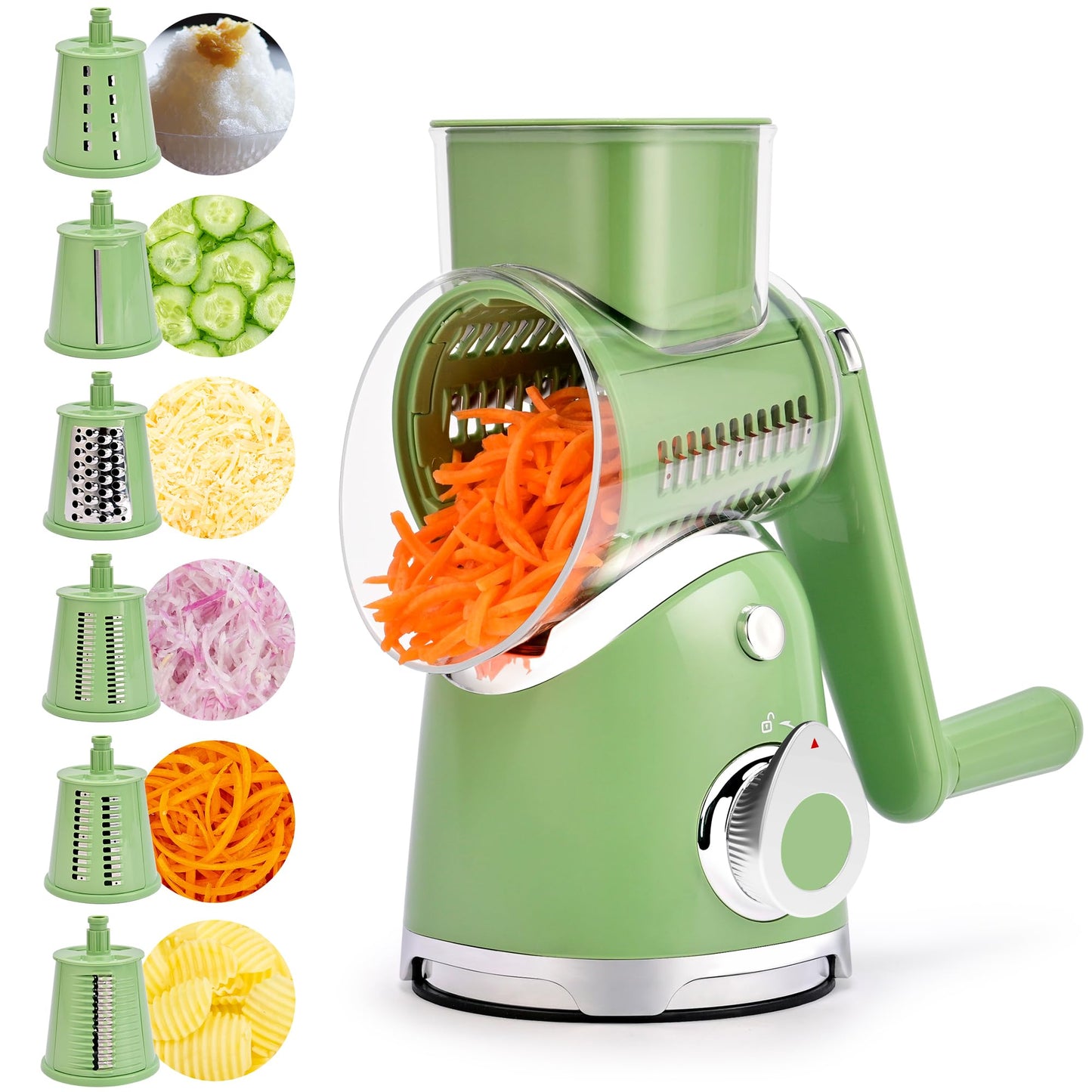 SUSTEAS Rotary Cheese Grater Hand Crank, Kitchen Shredder Vegetable Slicer