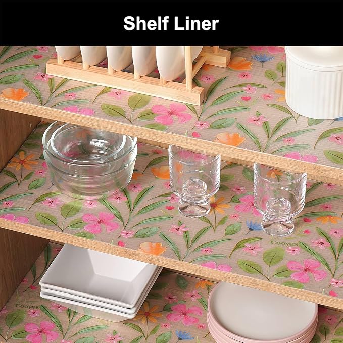 Cooyes Shelf Liner – Premium Non-Adhesive Cabinet & Drawer Liner for Kitchen – Waterproof Shelf Paper with Modern Pattern – Durable EVA Cabinet Mat – Easy to Cut （12" W x 360" L）