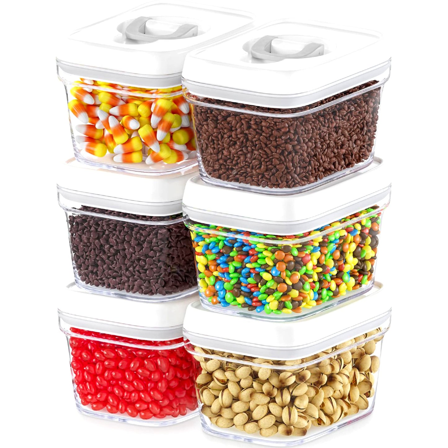 DWËLLZA KITCHEN Airtight Food Storage Containers for Pantry With White Lids 1L - 6 Pack - Clear Plastic Air Tight Kitchen Containers Pantry Organization and Storage BPA-Free Keeps Food Fresh & Dry