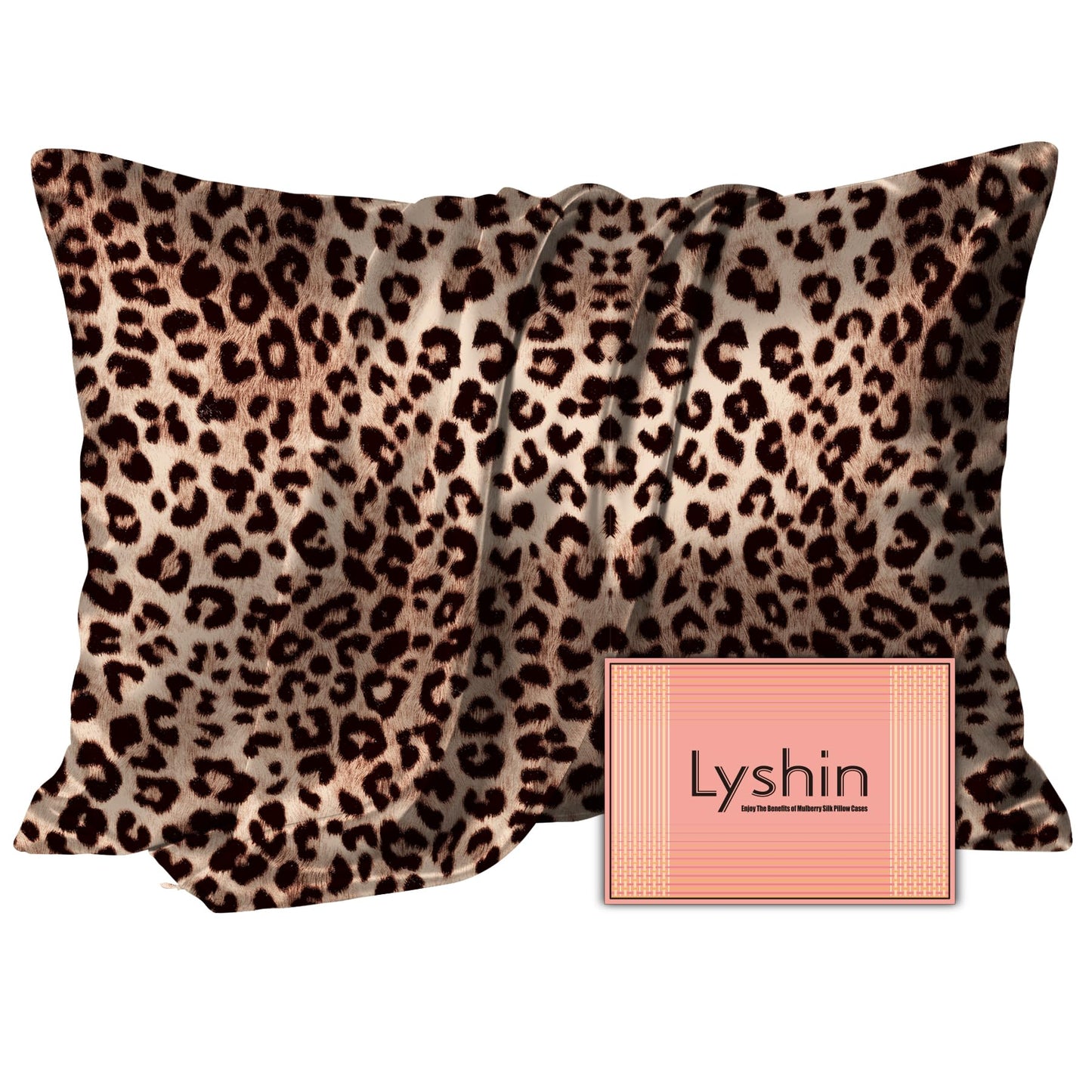 LYSHIN Silk Pillow Cases Standard Size with Hidden Zipper, Leopard