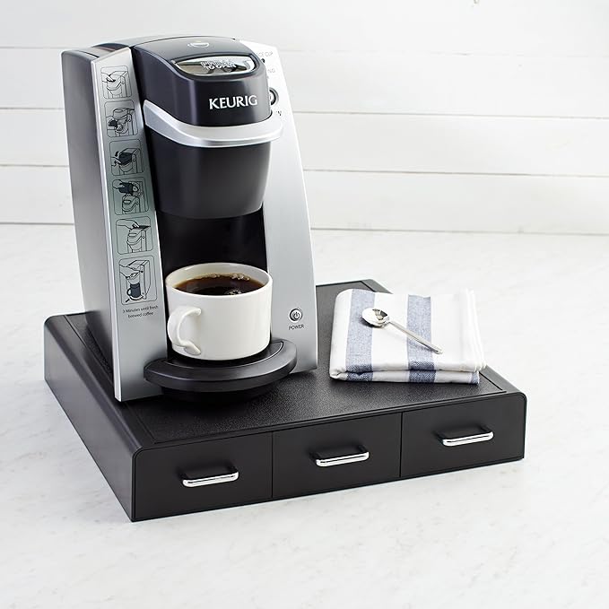 Amazon Basics Coffee Pod Storage Drawer for K-Cup Pods, 36 Pod Capacity, Black (Pack of 6)