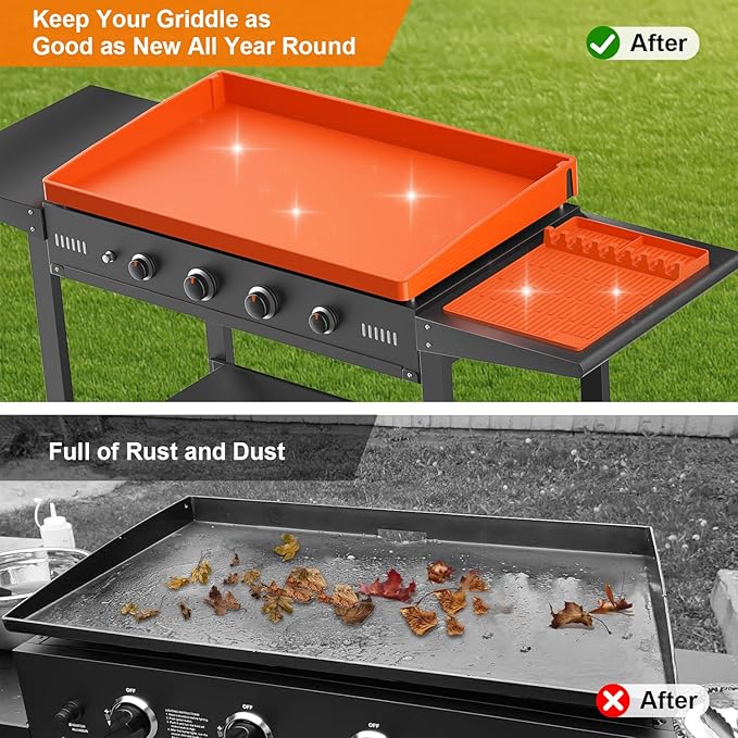 Carry360 Silicone Griddle Cover Set for Blackstone 36" with 16" Blackstone Griddle Accessories, Cleaning Brush | Heavy Duty Food-Grade Grill Mats Accessories | All Season Protection from Dirt Rust