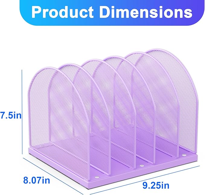 gianotter Desktop File Organizer, Desk Organizer with 5 Compartments, Paper Organizer for Desk, Workspace Organizers for Office Supplies (Purple)