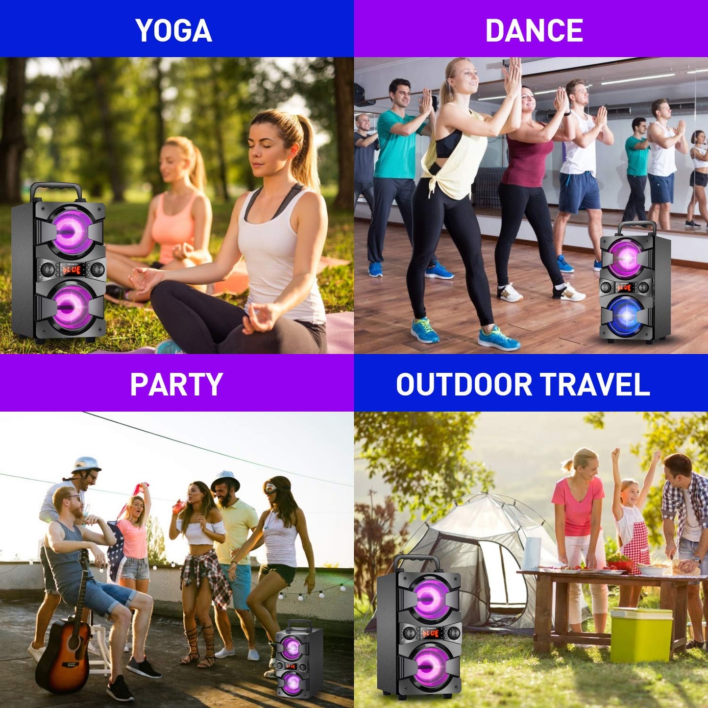 Bluetooth Speaker, Portable Wireless Speakers with Microphone, 60W Peak Loud Stereo Rich Bass, Lights, Remote, FM Radio, EQ, Double Subwoofer Sound System, Speaker for Home Outdoor Party Gifts(1MIC)