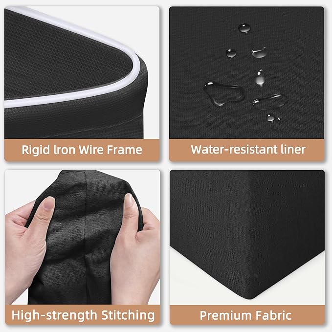STORAGE MANIAC 2-Pack Large Laundry Hamper, 80L (21.1 Gal) Collapsible Laundry Basket with Bamboo Handles, Freestanding Waterproof Clothes Hamper for Laundry Room, Bedroom, Dorm, Towels, Toys, Black