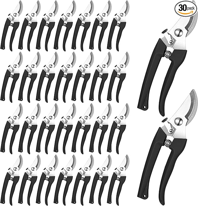 Chumia 30 Pack Garden Shears Flower Clippers for Plant Cutting, Black