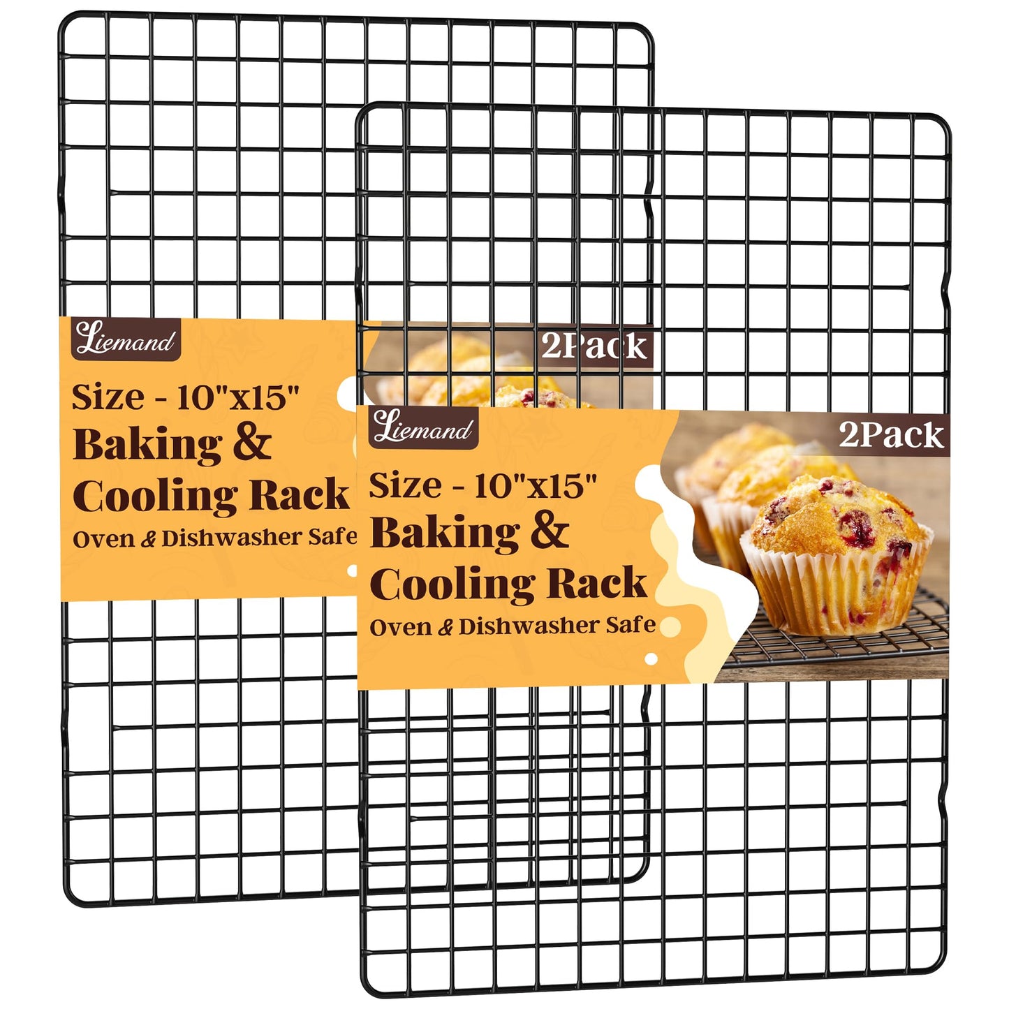 Cooling Racks for Cooking and Baking - 2 PCS 10" x 16" Grid Wire Baking Rack for Oven Cooking, Baking, Grilling, Roasting - Dishwasher Safe Bacon Rack - Fits Half Sheet Cookie Pan