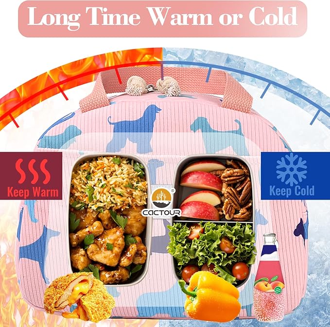 Lunch Bag Kids,Cute Lunch Box for Kids Boys Girls,Portable Mini Cooler Bag,Small Insulated LunchBox Reusable Corduroy Lunch Tote for School/Travel/Picnic/Work (Dog)