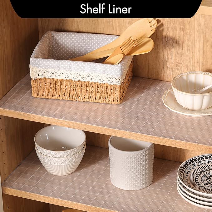 Cooyes Shelf Liner for Kitchen Cabinets – Non-Adhesive Waterproof Drawer Liner – Durable EVA Material Easy-to-Cut Shelf Paper for Refrigerator, Cupboard, Dresser with Modern Pattern