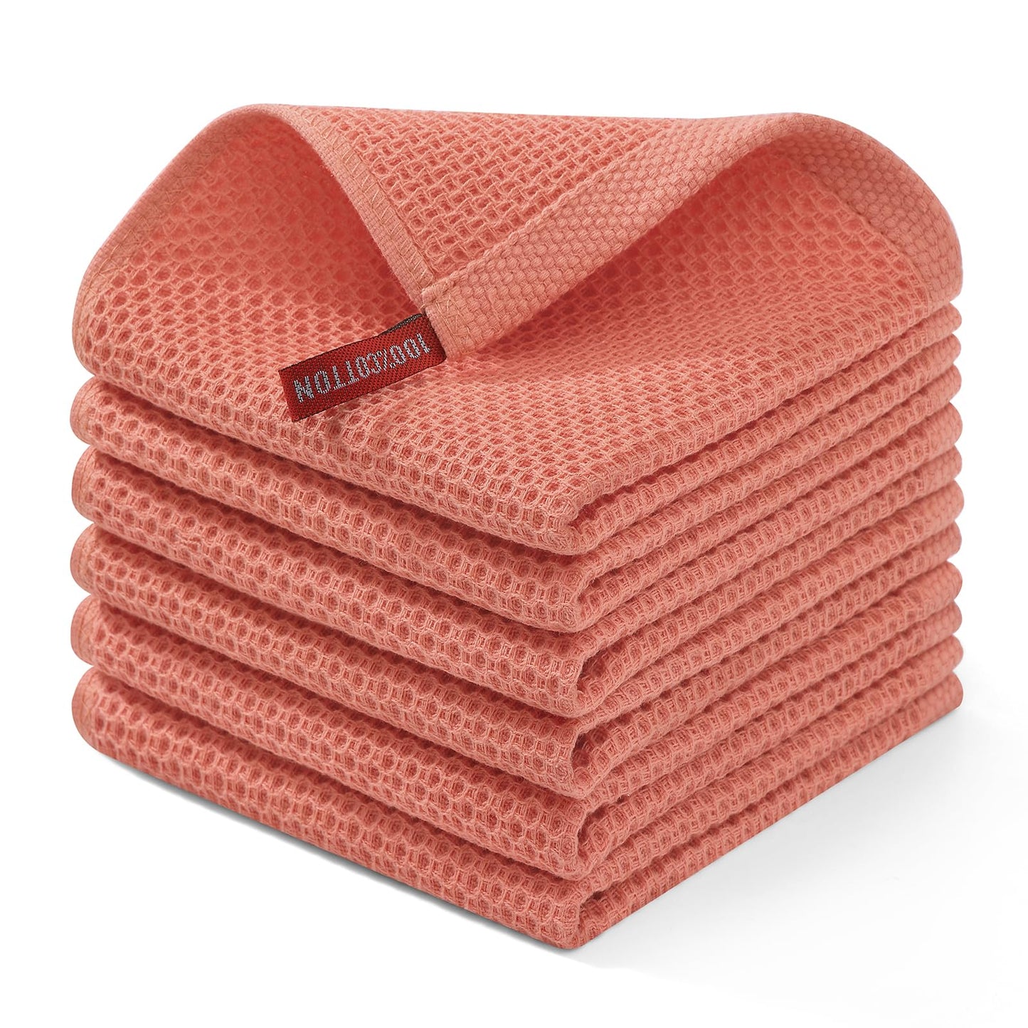 Homaxy 100% Cotton Waffle Weave Kitchen Dish Cloths, Ultra Soft Absorbent Quick Drying Dish Towels, 12 x 12 Inches — 13 x 28 - 12 Pack — 12 x 12 - 6 Pack