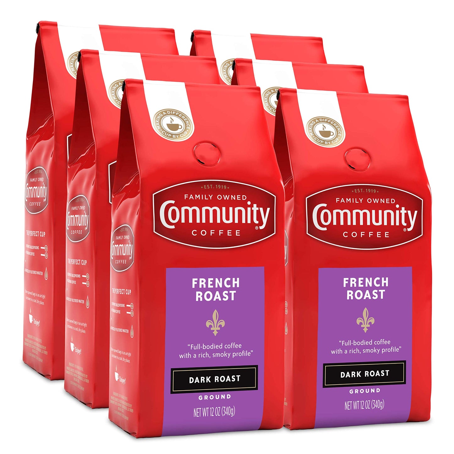 Community Coffee 100% Colombia 72 Ounce, Medium Dark Roast Ground Coffee, 12 Ounce (Pack of 6)