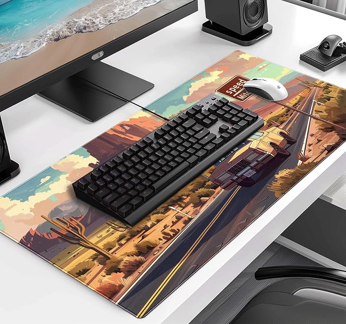 Digital Oil Painting Grassland Road Mouse Pad, Natural Mountain Scenery Game
