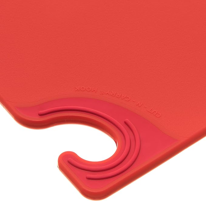 San Jamar Saf-T-Grip Cutting Board With Molded-In Ruler, Plastic Chopping Board for Kitchen, 9" x 12" x 0.35", 6 Count, Red