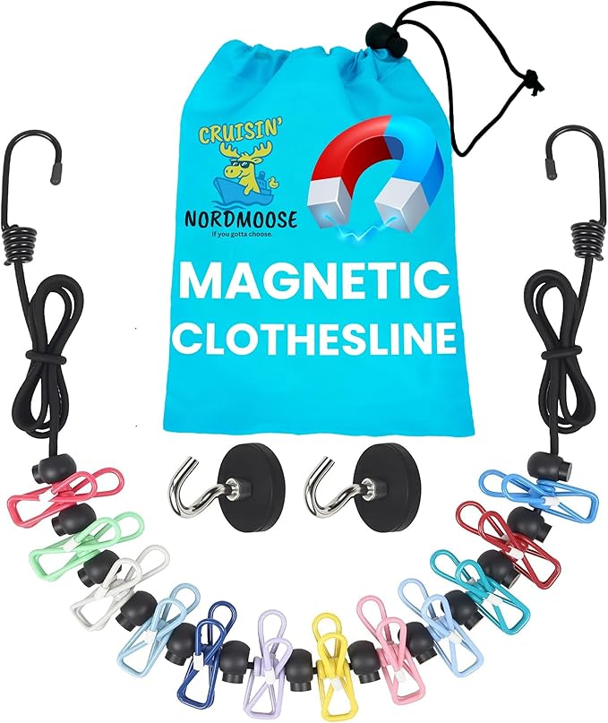 Magnetic Clothesline for Cruise Ship Cabin Approved - Strong Rubber Coated Non-Scratch Magnets, Travel Clothesline for Cruise Ship Essentials 2026 Updated Stronger Magnets