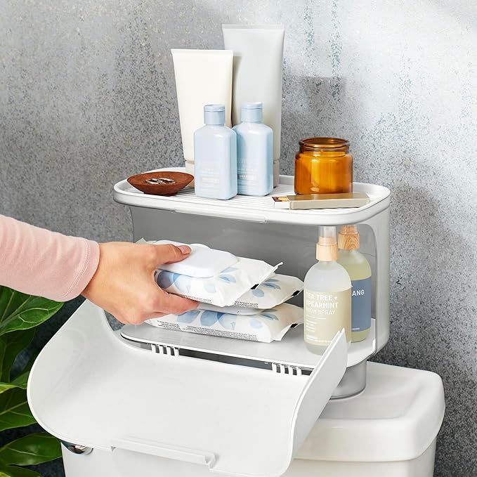 YouCopia Hideaway Toilet Cabinet, Over The Toilet Bathroom Organizer for Paper Rolls, Wipes and Accessories