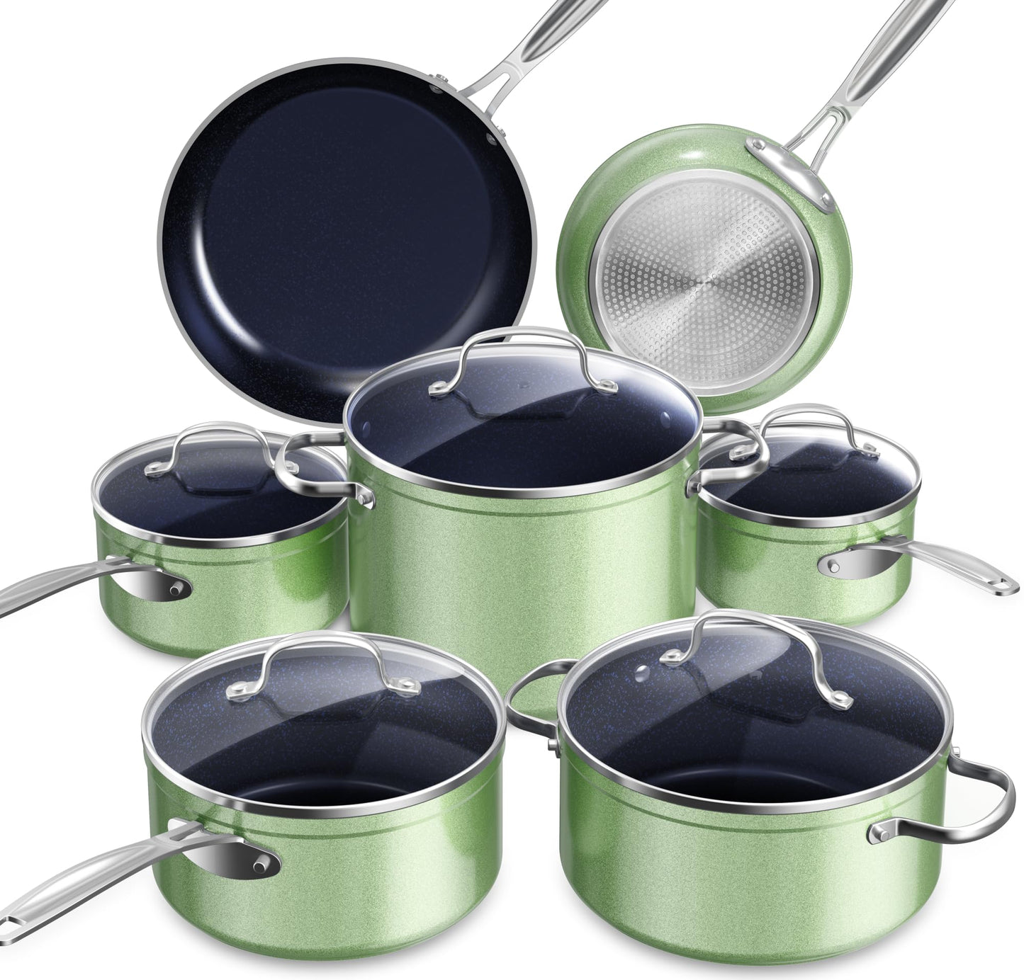 Nuwave Healthy Duralon Blue Ceramic Nonstick Cookware Set, PFAS Free