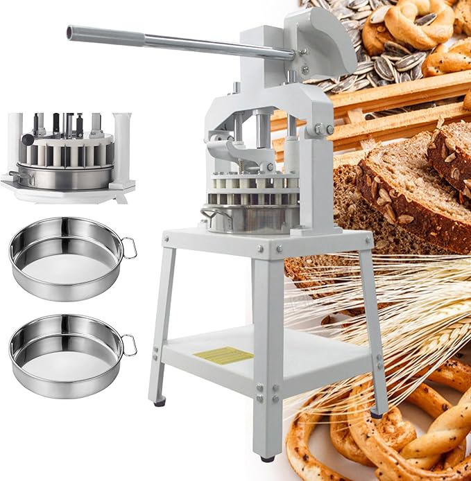 INTSUPERMAI Manual Dough Divider Rounder 36pcs Commercial Dough Cutter DIvider Cutting Machine Hydraulic Hand Press Dough Equal Divider Maker Lump Spacer Bakery for Bread