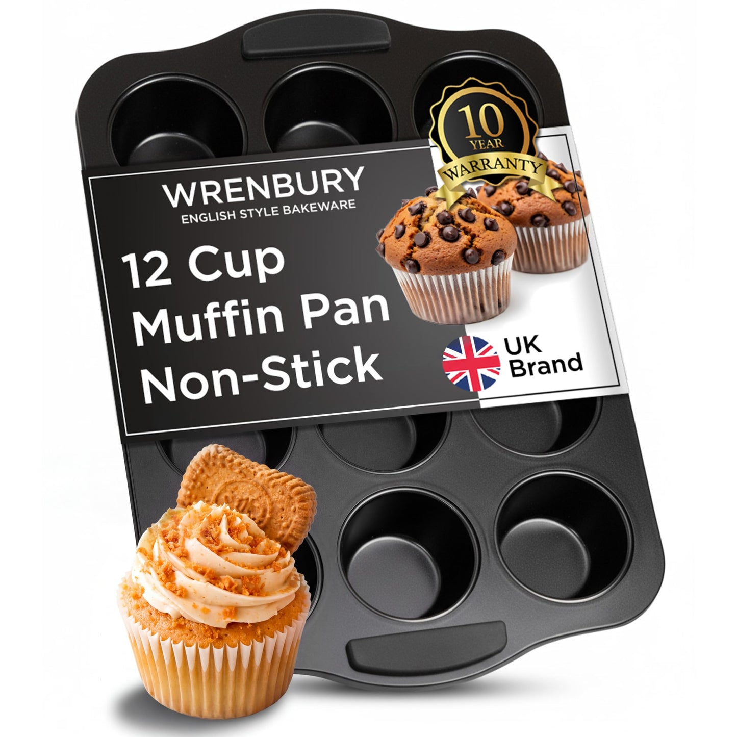 Wrenbury Jumbo Muffin Pan 4" Cup - Nonstick XL Deep Muffin Pan for Baking