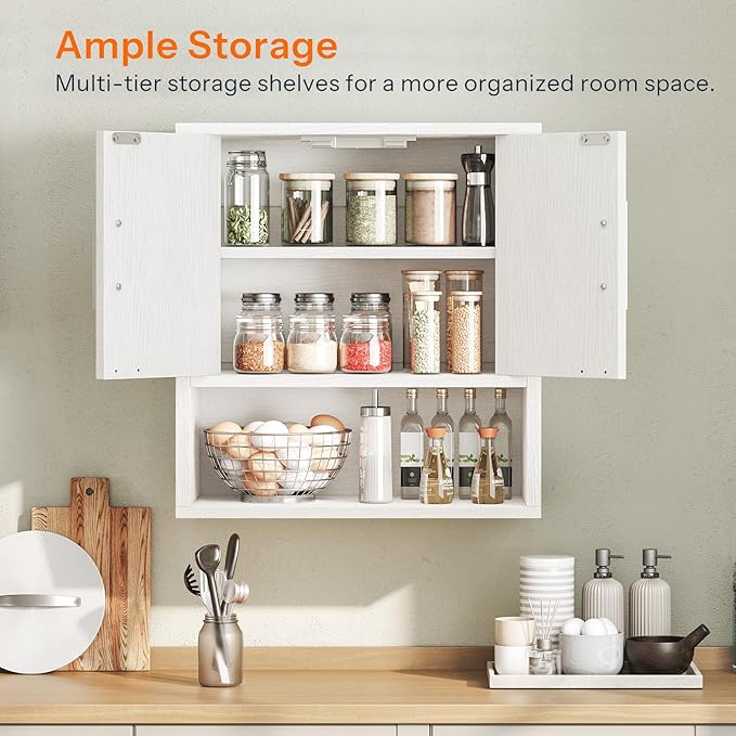 HOOBRO Bathroom Wall Cabinet, Medicine Cabinet, 15 x 7.1 x 16.1Inches, Adjustable Shelf, Over The Toilet Wall Storage Cabinet, for Bathroom, Bedroom, White