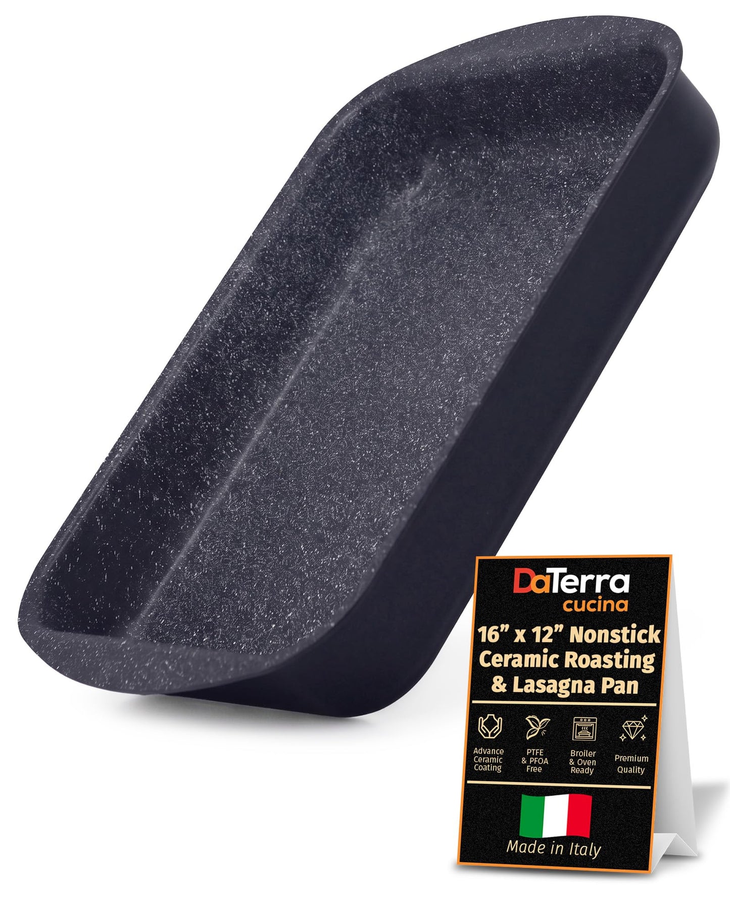 DaTerra Cucina Nonstick Ceramic Coated Dual Roasting Pan Set, 13"x8"x4.25"