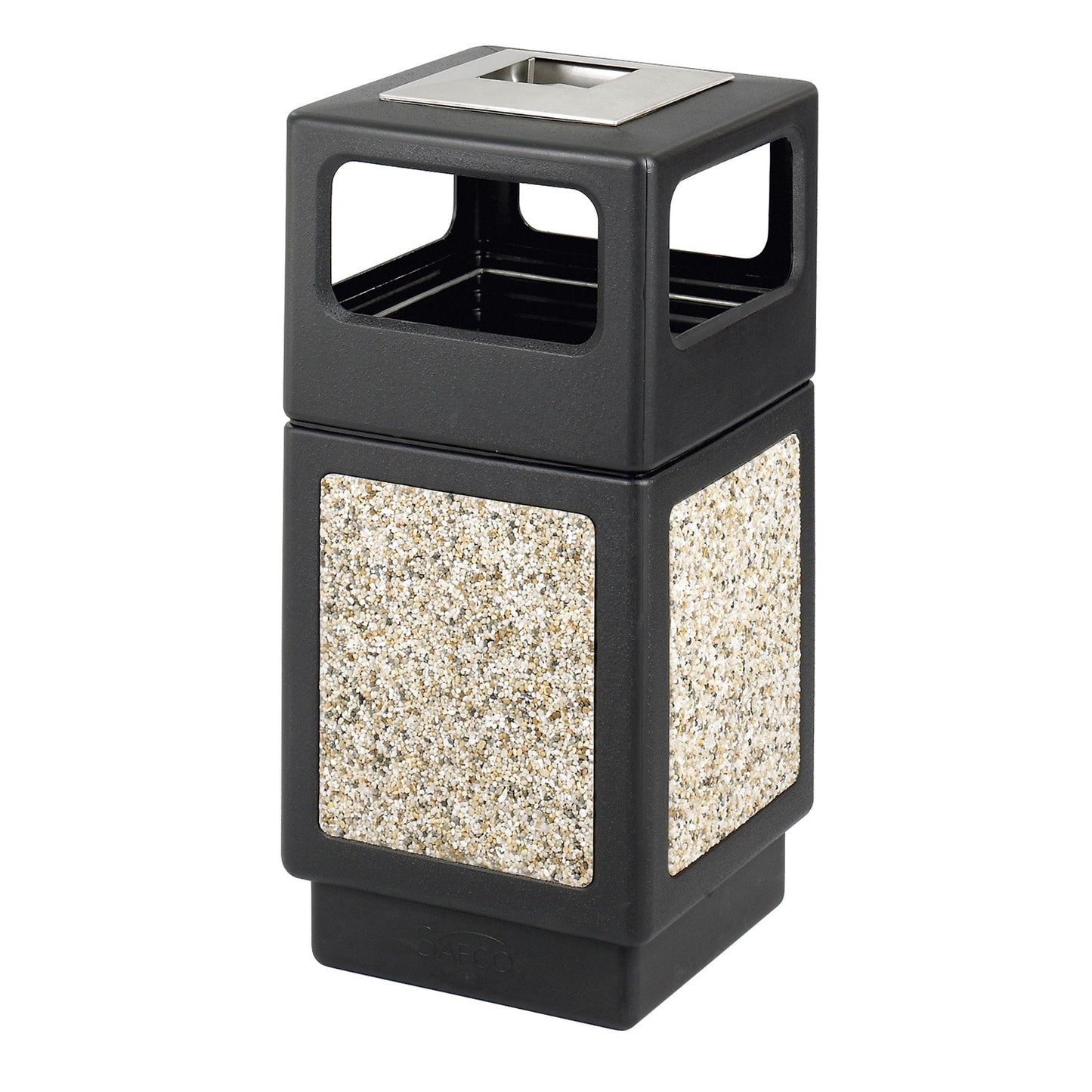 Safco Canmeleon Trash Can, 38 Gallons, Indoor and Outdoor Use, Open Top, Durable & Weather-Resistant Commercial Garbage Can, Black