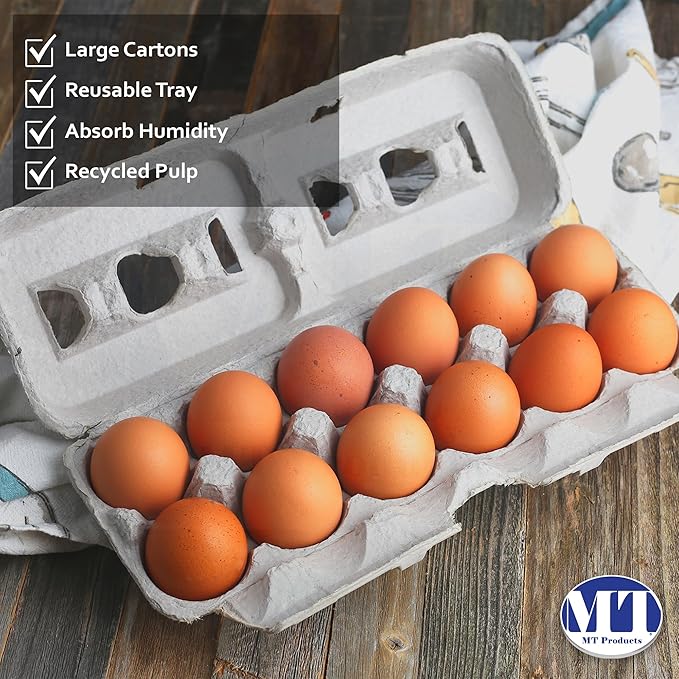 MT Products Blank Natural Pulp Egg Cartons Bulk - Made in USA - Holds Up to Twelve Eggs - 1 Dozen - Cardboard Material Perfect For Storing Extra Eggs (Pack of 5)