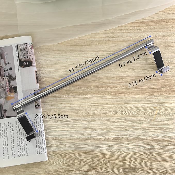 Mziart Kitchen Towel Holder, 2 Pack Over The Door Towel Rack, Over Cabinet Door Towel Bar Stainless Steel Dish Washcloth Hanger, EVA Foam Protective Pad & Non-Slip Self-Adhesive Blocks (14 Inch)