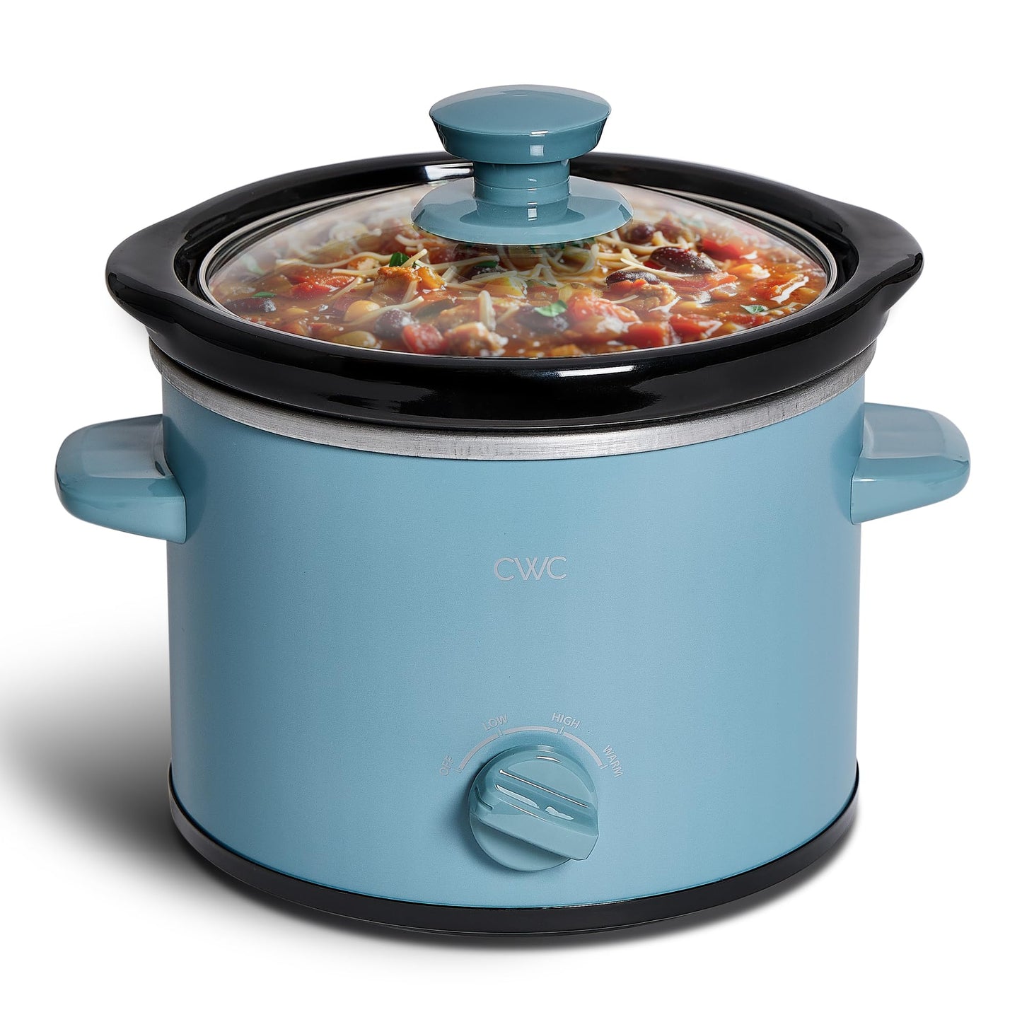 COOK WITH COLOR 2QT Mini Electric Round Slow Cooker - Adjustable Settings, Removable Stoneware Pot, Tempered Glass Lid, Dishwasher Safe, Cool-Touch Side Handles, Greige