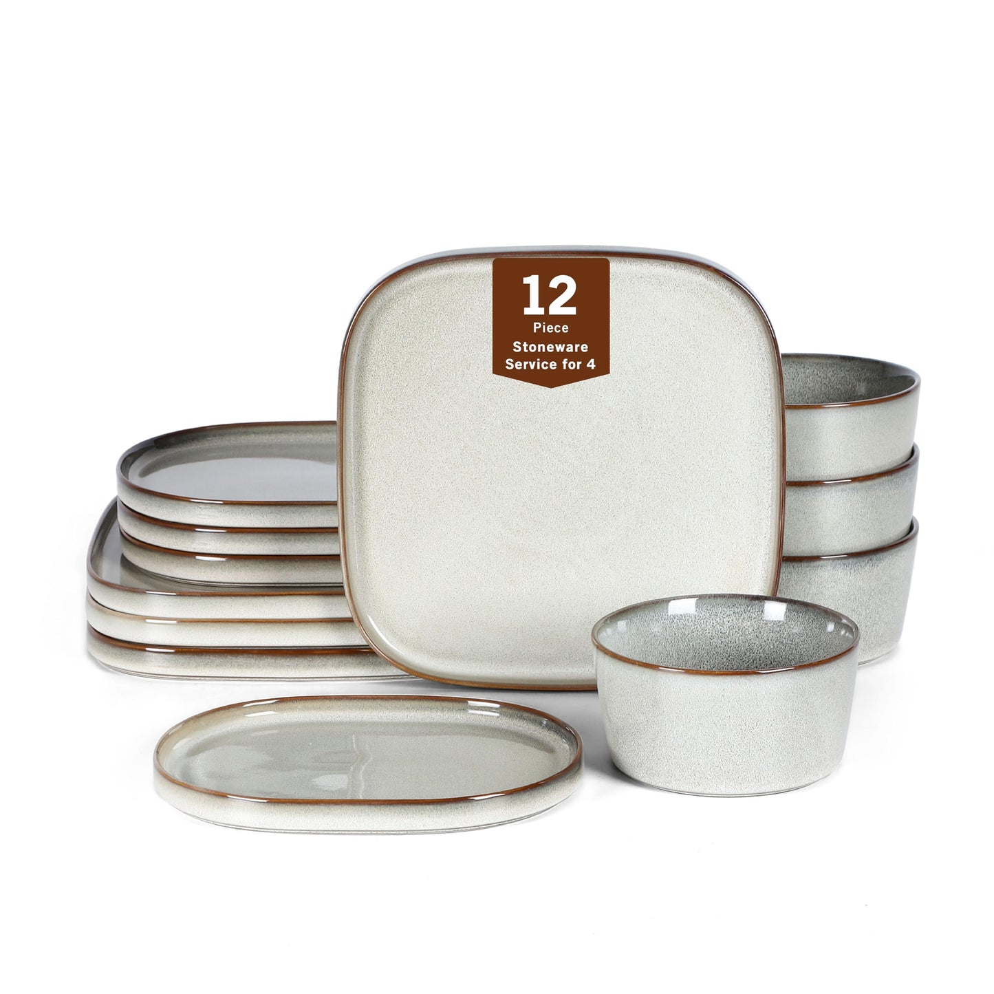 Stone Lain Cairo 24-Piece Dinnerware Set Stoneware, Plates and Bowls Set, Microwave and Dishwasher Safe, Includes Dinner and Salad Plates, Cereal Bowls, Dishes for 8