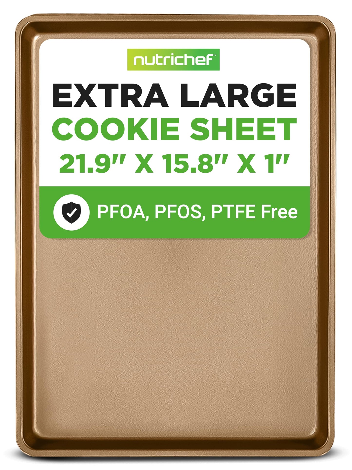 NutriChef Extra Large Nonstick Cookie Sheet for Baking, 22 Inch x 16 Inch Premium Carbon Steel Baking Tray for Oven, Baking Sheet for Cookies, Jelly Rolls, & Pastries - Blue Diamond, NCLG1BD