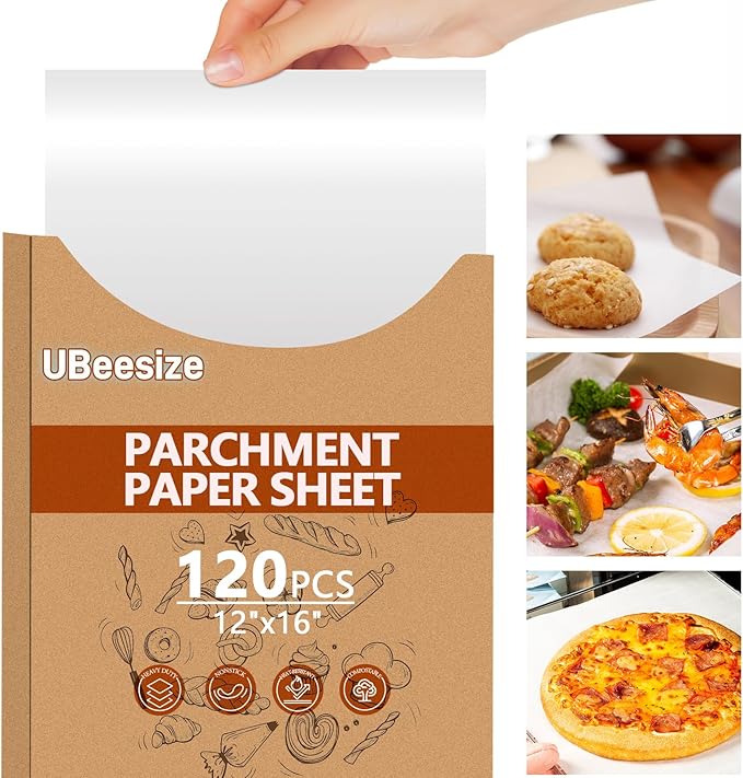 200PCS Thickened Parchment Paper Sheets, 9×13 In Heavy Duty Non-Toxic & Unbleached Parchment Baking Paper for Oven Cooking, Pastry Baking, BBQ Grilling, Catering, Kitchen Daily Use (White)