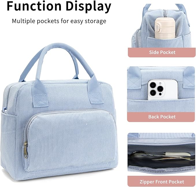 Lunch Bag Women Lunch Box for Women Adult Cute Insulated Lunch Bag Lager Cooler Lunch Tote Bags for Work Picnic (Blue)