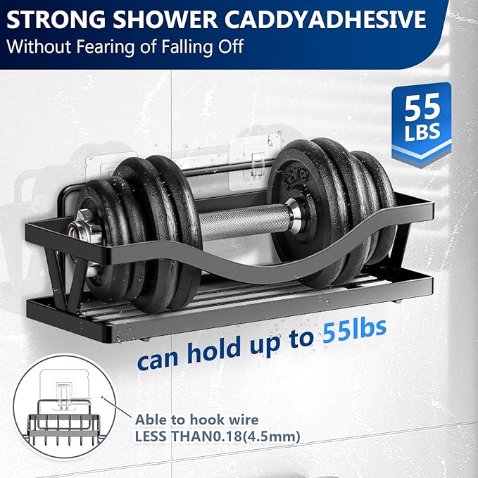 Shower Caddy Adhesive Replacement Hooks, Strong Waterproof Strips, No Drilling for Bathroom Shelves, Kitchen Racks, and Soap Holders (Transparent-14 Pack 1Hook)