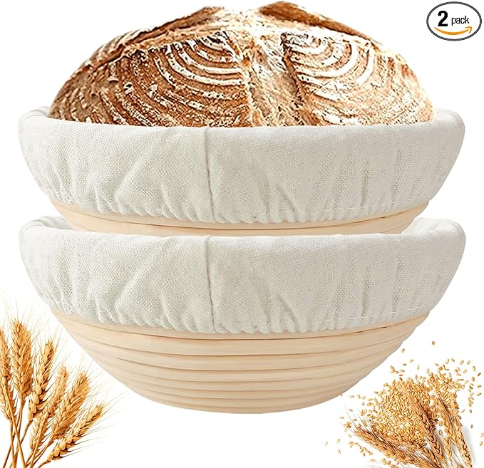 SnailDigit Banneton Bread Proofing Basket, 8.5 Inch, 2-Pack for Sourdough