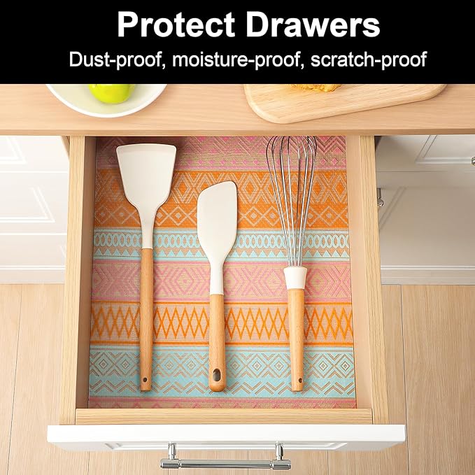 Cooyes Drawer and Shelf Liner, Non-Adhesive Shelf Liners for Kitchen Cabinets, Thick Strong Grip Mats for Desk, Shelves, Bathroom Drawers, Fridge, Cabinet Protection（23.6" W x 118" L）