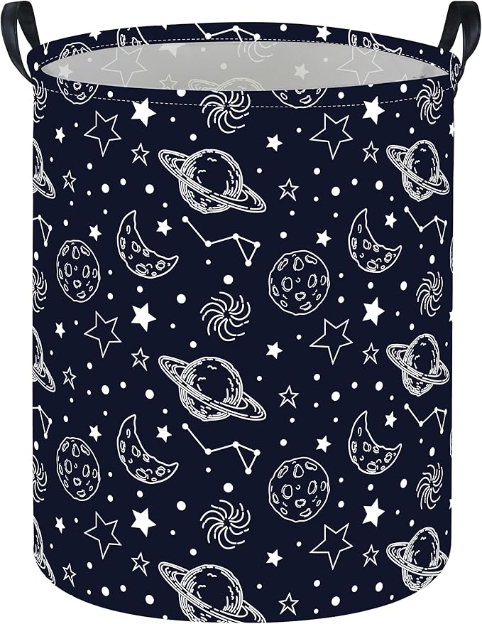 Kids Laundry Basket Space Hamper for Nursery Star Hamper Cute Kids Storage Bin Organizer Room Decor for Home(Starlit sky)
