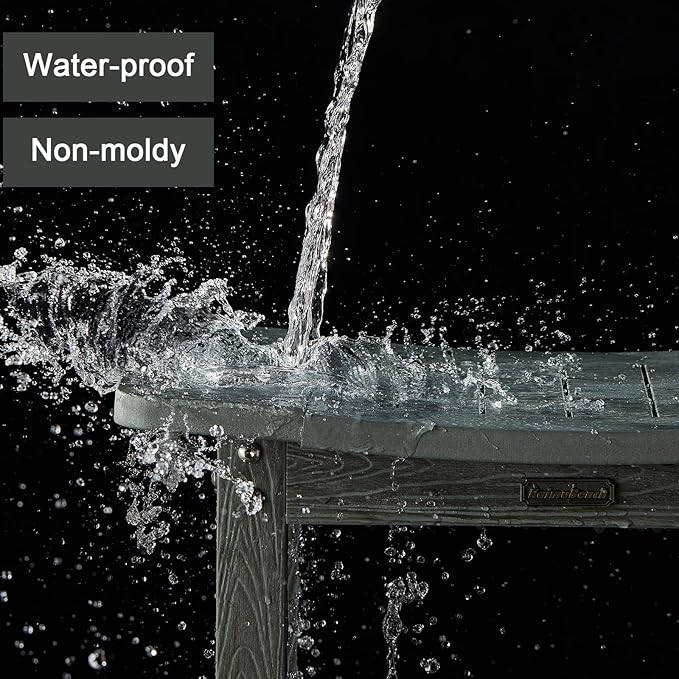 HDPS Shower Bench for Inside Shower, Gray Waterproof Shower Stool for Shaving Legs, Poly Lumber Shower Chair Seat with Handles & Shower Head Holder, Bathroom Shower Foot Rest Stool with Storage Shelf