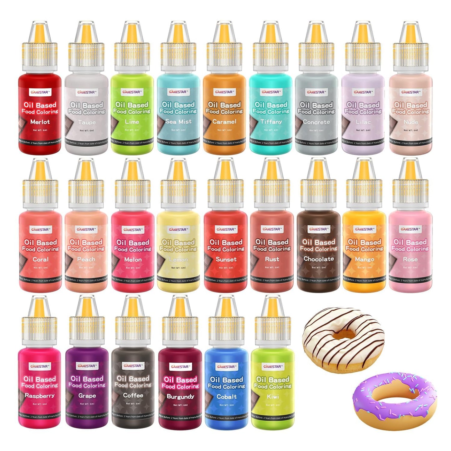16 Colors Oil Based Food Coloring, 15ml Vibrant Colors for Baking