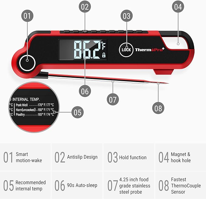 TempPro TempSwift 0.5 SEC Instant Read Meat Thermometer Digital