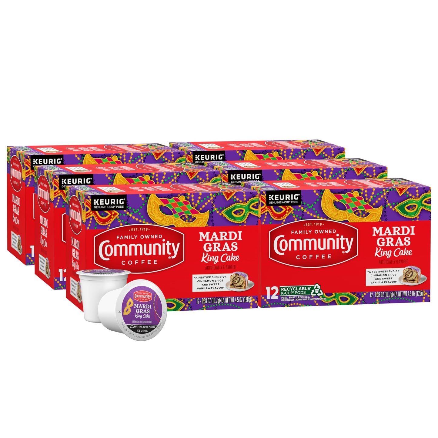 Community Coffee Grandma's Sugar Cookie Keurig K-Cup Pods, Limited Edition Holiday Flavor, Natural Ingredients, 10 Count (Pack of 6)