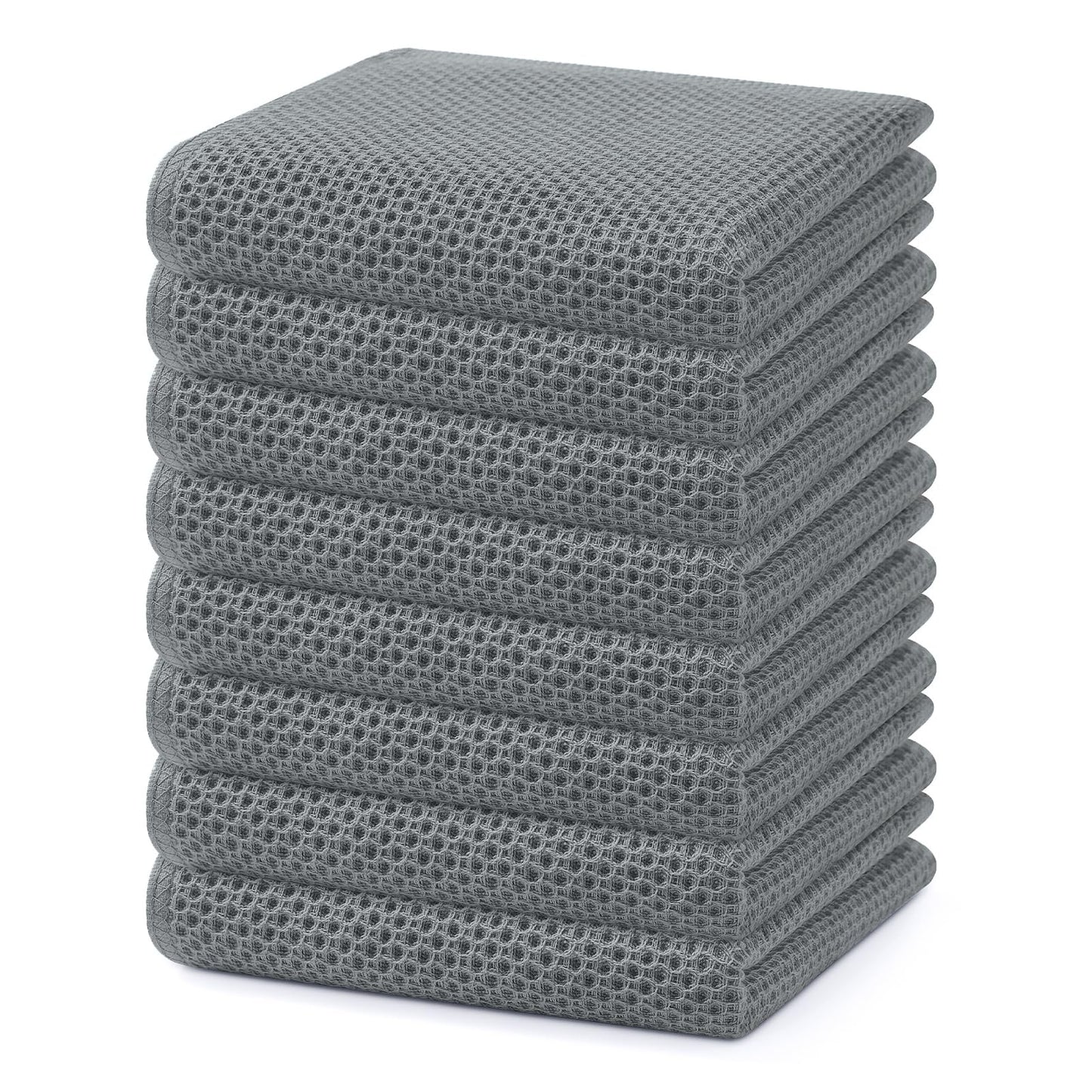 Homaxy 100% Cotton Waffle Weave Kitchen Dish Cloths, Ultra Soft Absorbent Quick Drying Dish Towels, 12 x 12 Inches — 13 x 28 - 12 Pack — 13 x 28 - 8 Pack