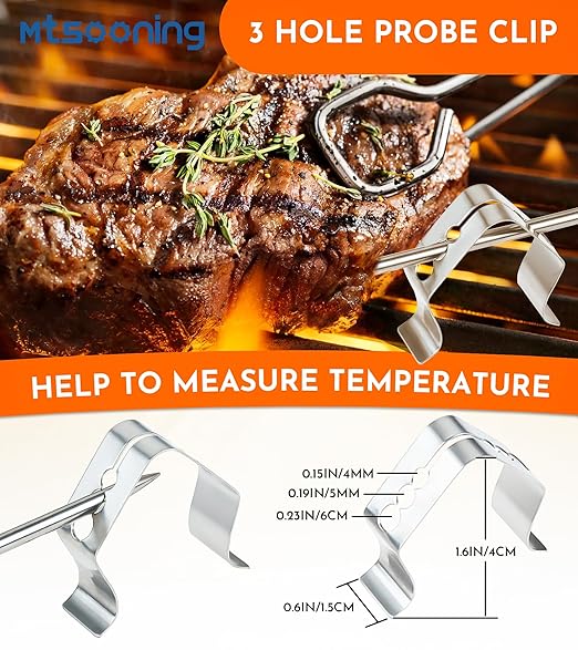 2-Pack Temperature Meat Probe with Thermometer Probe Holder Clip