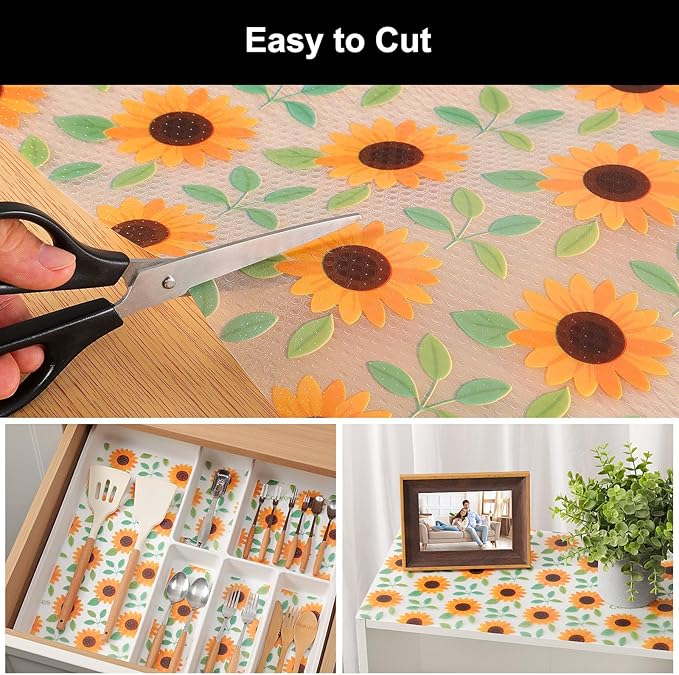 Cooyes Shelf Liner – Premium Non-Adhesive Cabinet & Drawer Liner for Kitchen – Waterproof Shelf Paper with Modern Pattern – Durable EVA Cabinet Mat – Easy to Cut （17.5" W x 360" L）