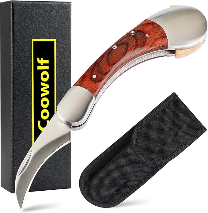 Coowolf Mushroom Foraging Knife with Brush and Sheath