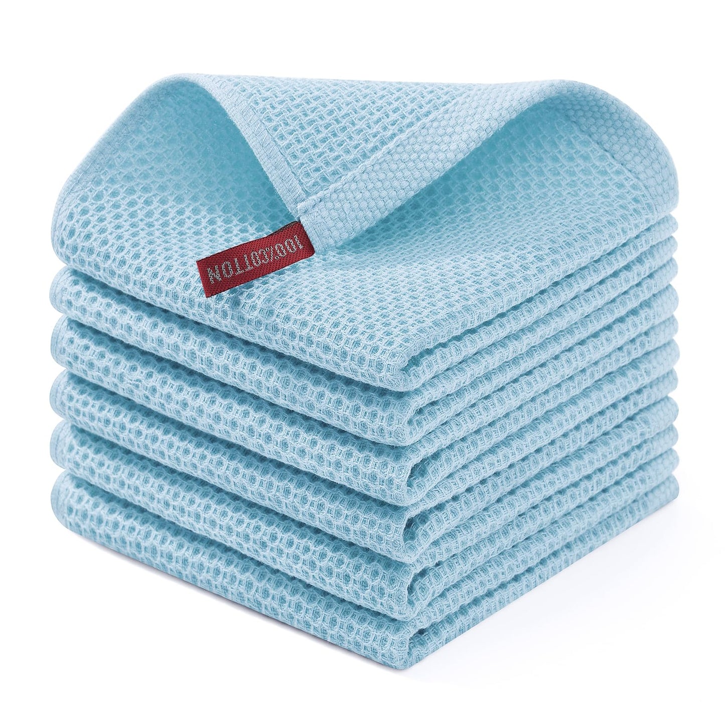 Homaxy 100% Cotton Waffle Weave Kitchen Dish Cloths, Ultra Soft Absorbent Quick Drying Dish Towels, 12 x 12 Inches — 13 x 28 - 12 Pack — 12 x 12 - 6 Pack
