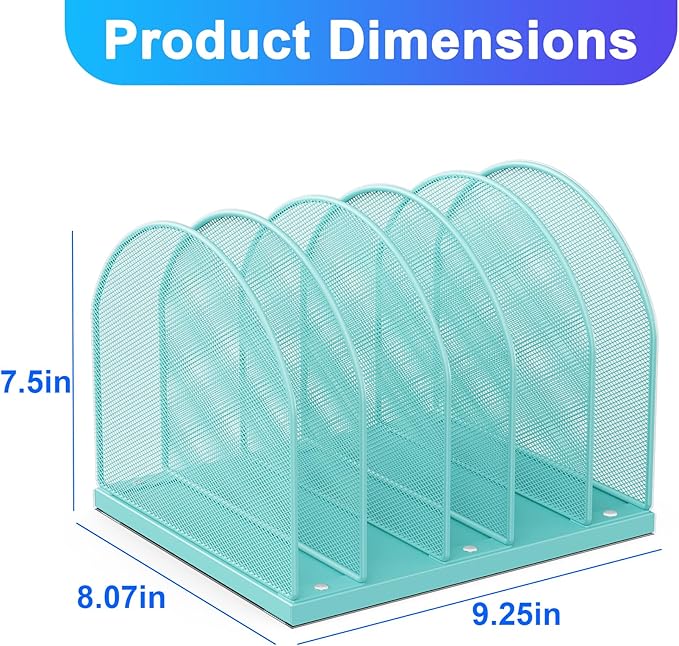 gianotter Desktop File Organizer, Desk Organizer with 5 Compartments, Paper Organizer for Desk, Workspace Organizers for Office Supplies (Blue)